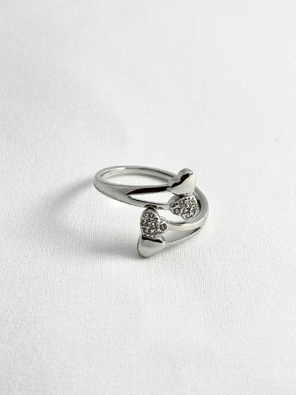 Anillo en Plata Corazones Brillantes