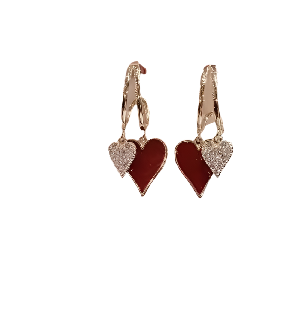 Aretes de corazón rojo