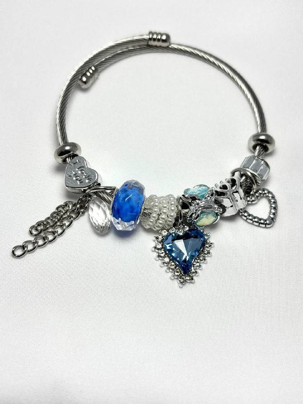 Pulsera Corazón Azul en Acero